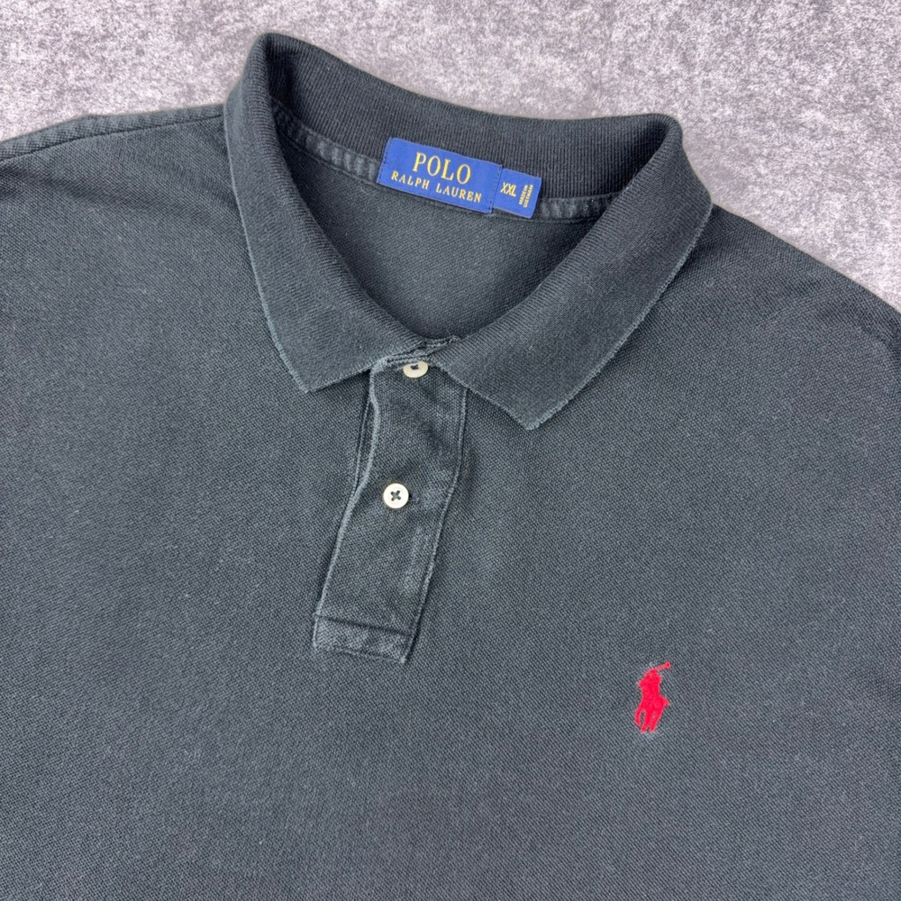 Polo Ralph Lauren Shirt Mens XXL Black Red Pony Cotton Pique Short Sleeve Polo